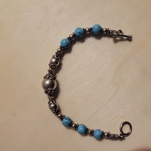 Bali Sterling and turquoise beaded bracelet